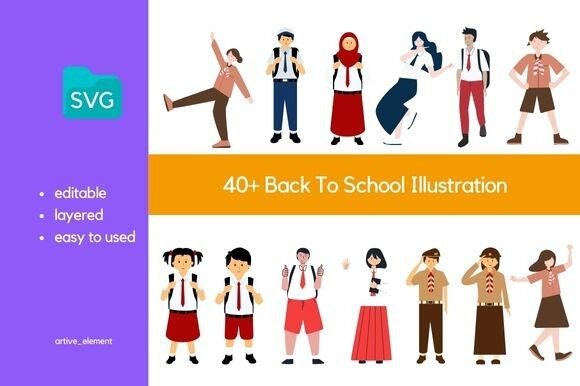 40 Back to School Illustrations & Graphics