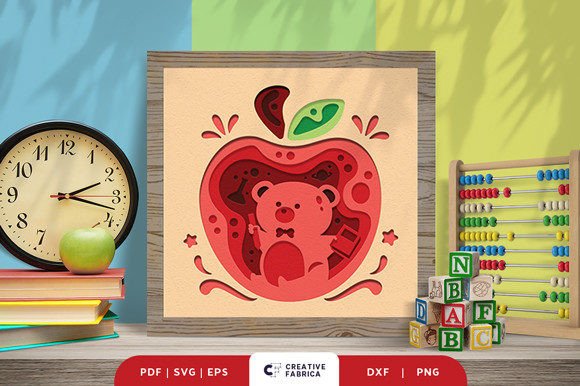 Back to School Bear 3D SVG for School Projects