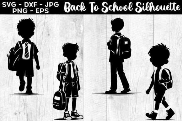 Back to School Boy Silhouettes SVG: Graphics & Illustrations for Local Branding