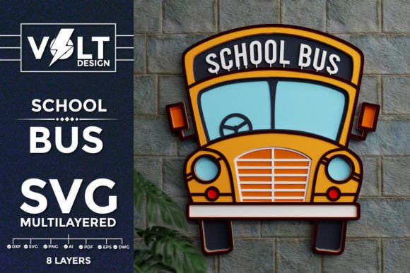 Back to School Bus SVG 3D Shadow Box