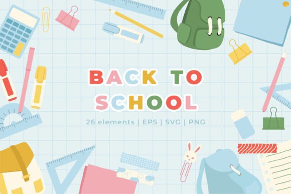 Back to School Concept Clipart SVG PNG: Graphics & Illustrations