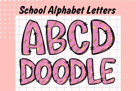Back to School Doodle Alphabet Letter7 Graphics