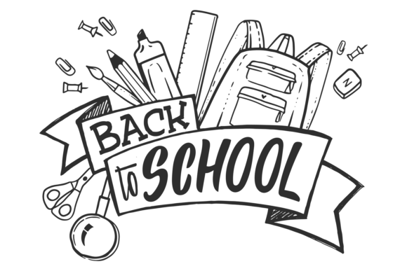 Back to School Doodle Logo. Kid Banner E