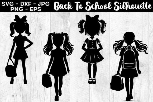 Back to School Girl Silhouettes SVG: Graphics & Illustrations for Local Branding
