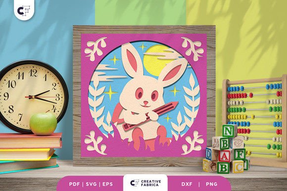 Bunny Goes to School 3D Shadow Box SVG