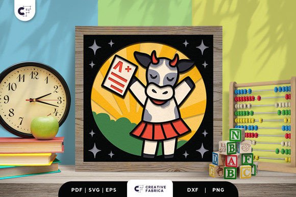 Cow Back to School 3D SVG for Digital Sellers