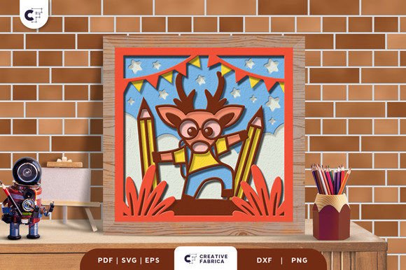 Deer Back to School 3D SVG for Creative Projects