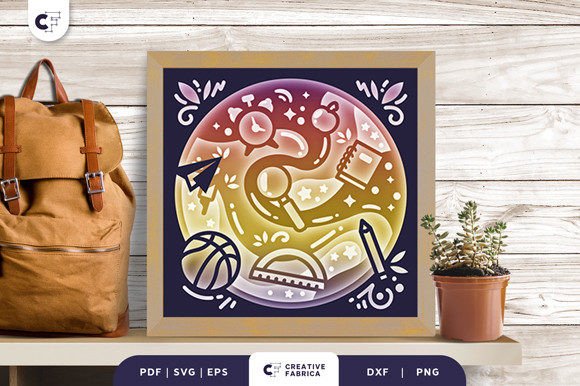 Elementary School 3D Shadow Box Papercut: Kids 3D SVG