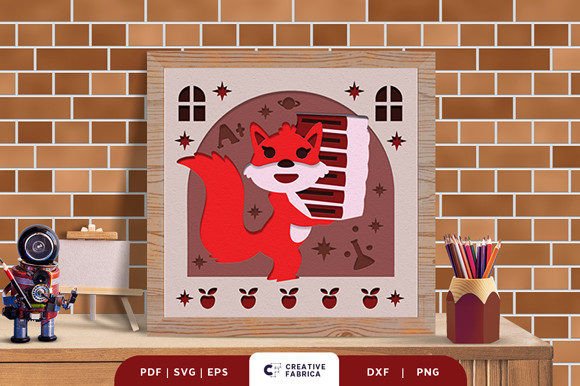 Fox Back to School 3D SVG Design