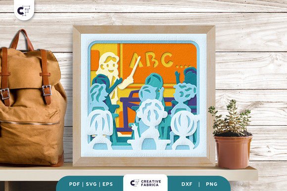 Kids Learning ABCs 3D SVG Paper Cut