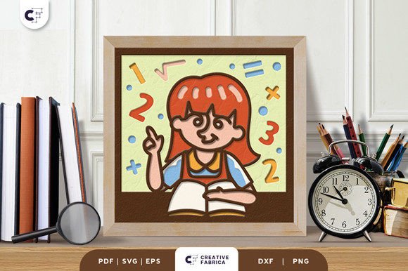 Kids Learning Math 3D SVG Paper Cut