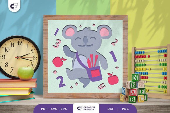Koala Goes to School 3D SVG for School Campaigns