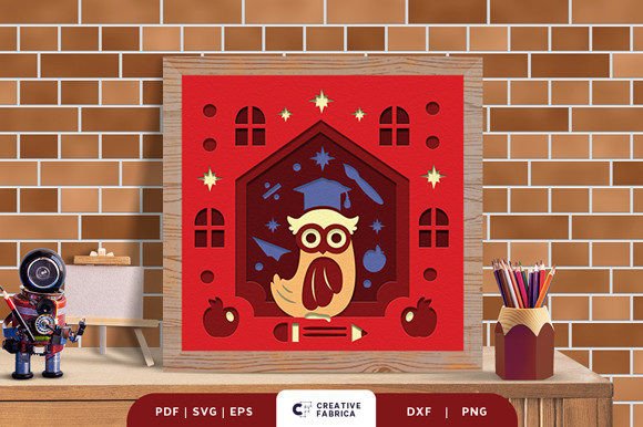 Owl Back to School 3D Paper Cut