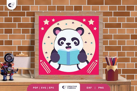 Panda Back to School 3D Shadow Box