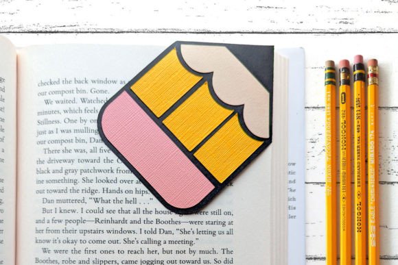Pencil Papercut Corner Bookmark SVG