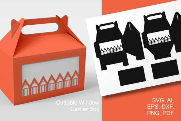 Pencils Window Var 1 Gable Box Template: 3D SVG Gift Boxes