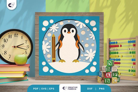 Penguin Back to School 3D SVG