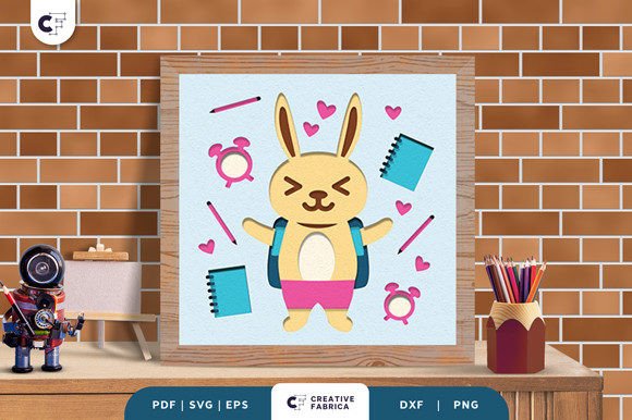 Rabbit Back to School 3D SVG for Creative Projects