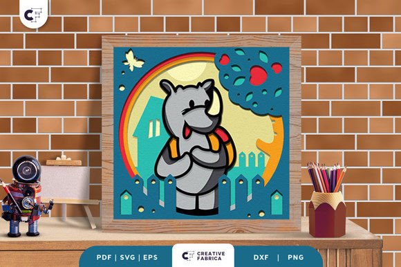 Rhino Goes to School 3D SVG for School Campaigns