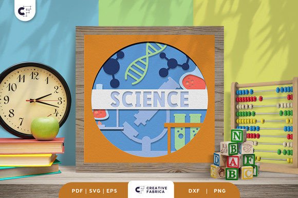Science School Subject 3D SVG Shadow Box