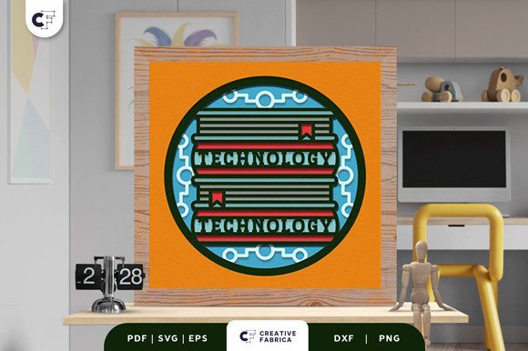 Technology Book Stack 3D SVG for School Projects