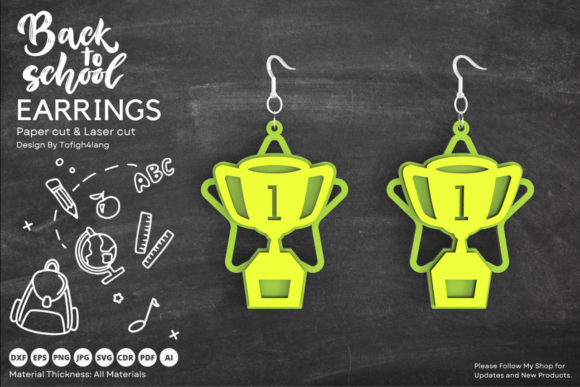 Trophy Back to School Earrings Laser Cut