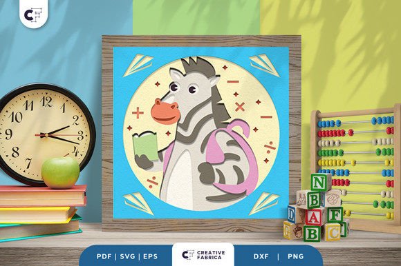 Zebra Back to School 3D SVG
